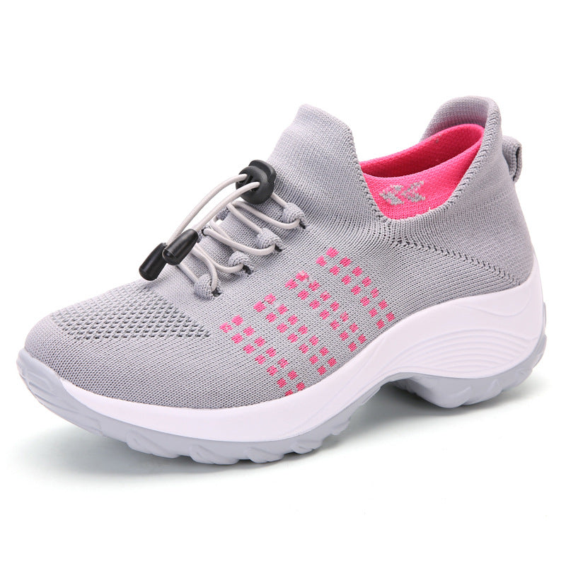 Chaussures pour femmes grande taille Hautement élastiques Tissées volantes Respirantes Baskets de sport Chaussettes
