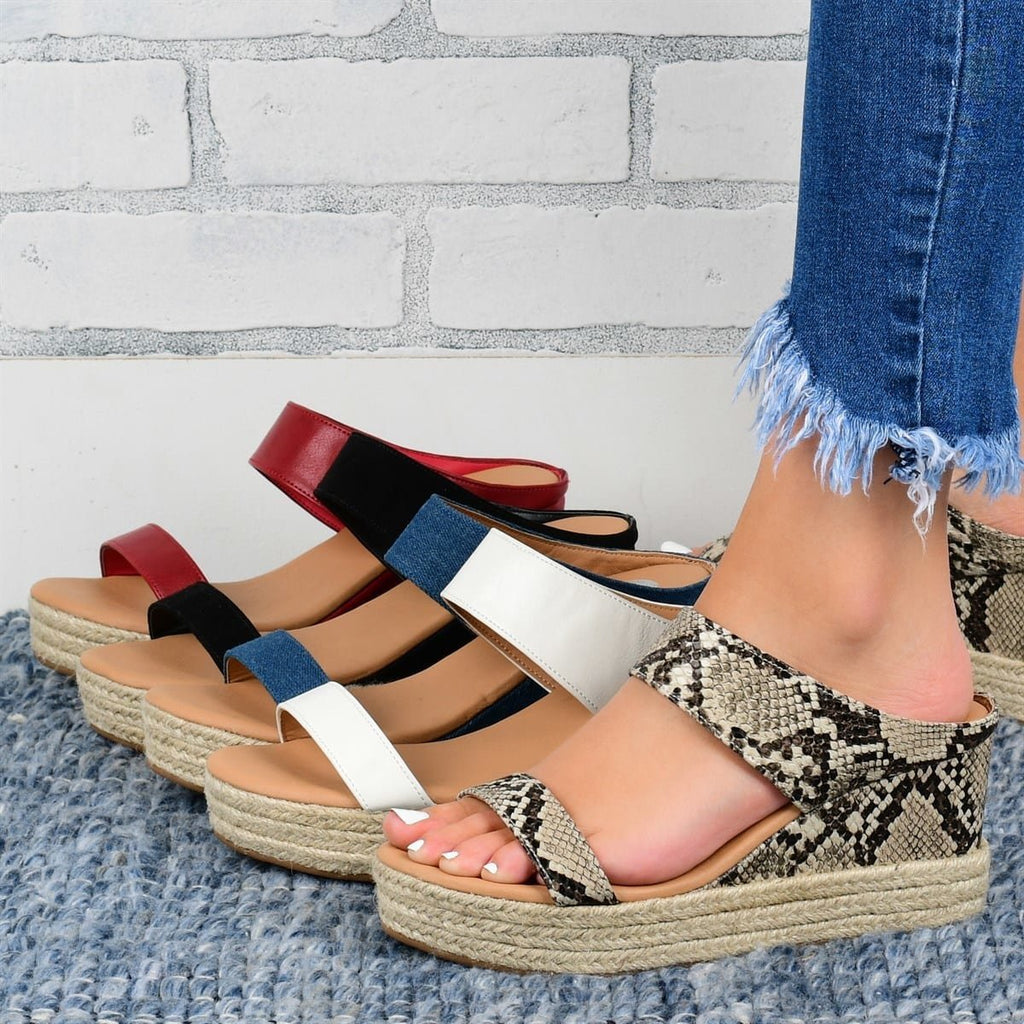 Chaussons compensés Sandales décontractées Chaussures compensées en chanvre à talon haut
