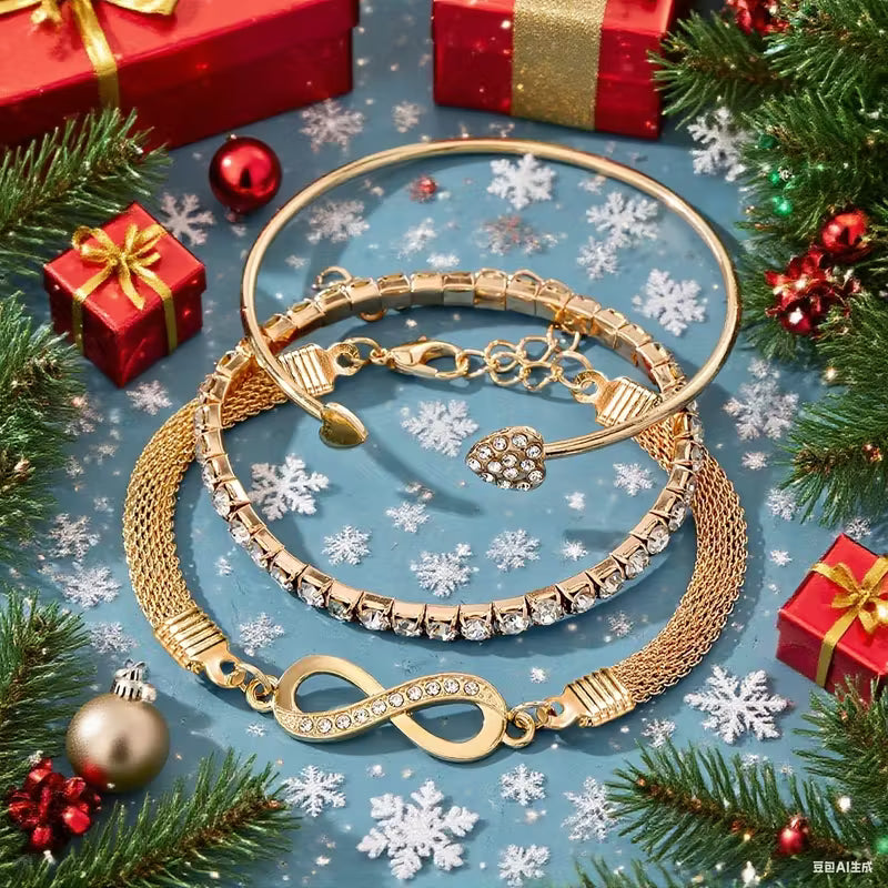 Kadın Bileklik ve Bileklik Seti, Moda Zarif Taşlı Sonsuzluk