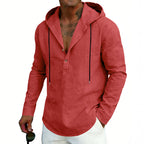 Men's Casual Linen Hoodie Long-Sleeve Top