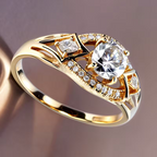 Ring, runder synthetischer Zirkonstein, geeignet für Alltag, Party, Feierlichkeiten, Urlaub.