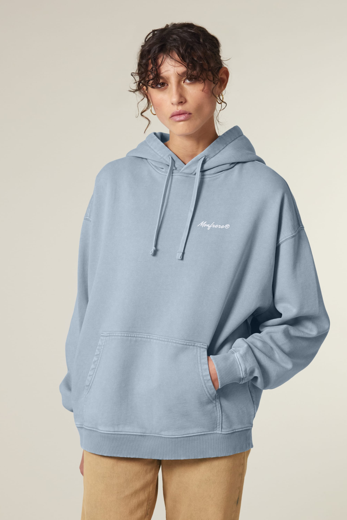 White Label Stick Oversize Garment-Dyed-Hoodie