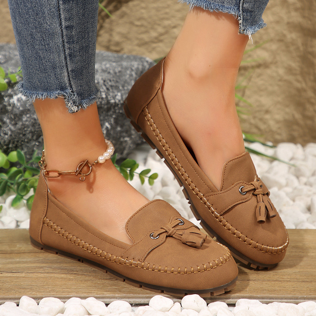 Mocassins pour femmes à bout rond, à la mode, antidérapants, souples et confortables
