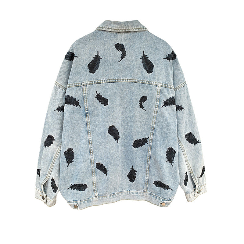 Modedruck Revers Lockere Wild Salt Jeansjacke