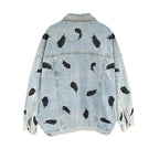 Fashion Printing Lapel Loose Wild Salt Denim Jacket