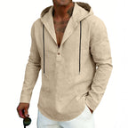 Men's Casual Linen Hoodie Long-Sleeve Top