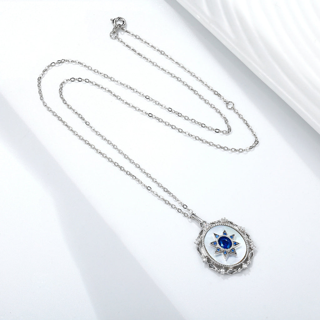 925 Silber Mädchen Natürlicher Saphir Halskette Vielseitig