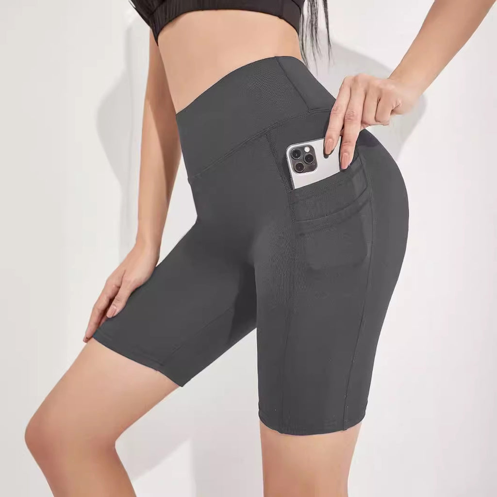 Damen Übergrößen Yoga Sport Leggings mit seitlicher Handytasche