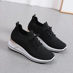 Autumn New Style Wedge Heel Outer Knit Women's Shoes Thick Sole Breathable Casual Shoes