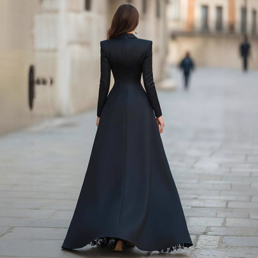 Chic Spitzenanzugkragen zweiteiliges langärmeliges Kleid für Damen