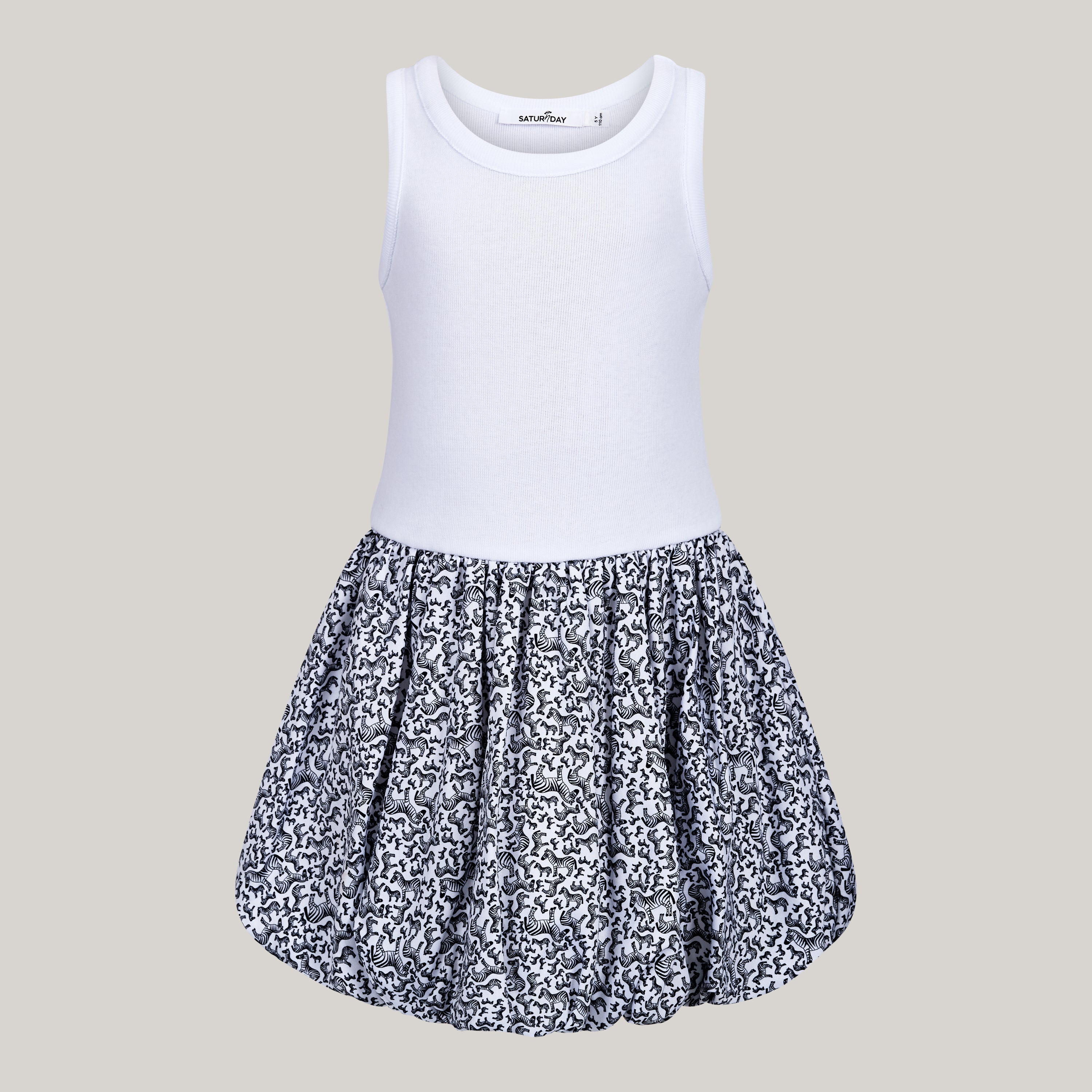 Balloon-Kleid aus Baumwolle mit Zebra-Rock