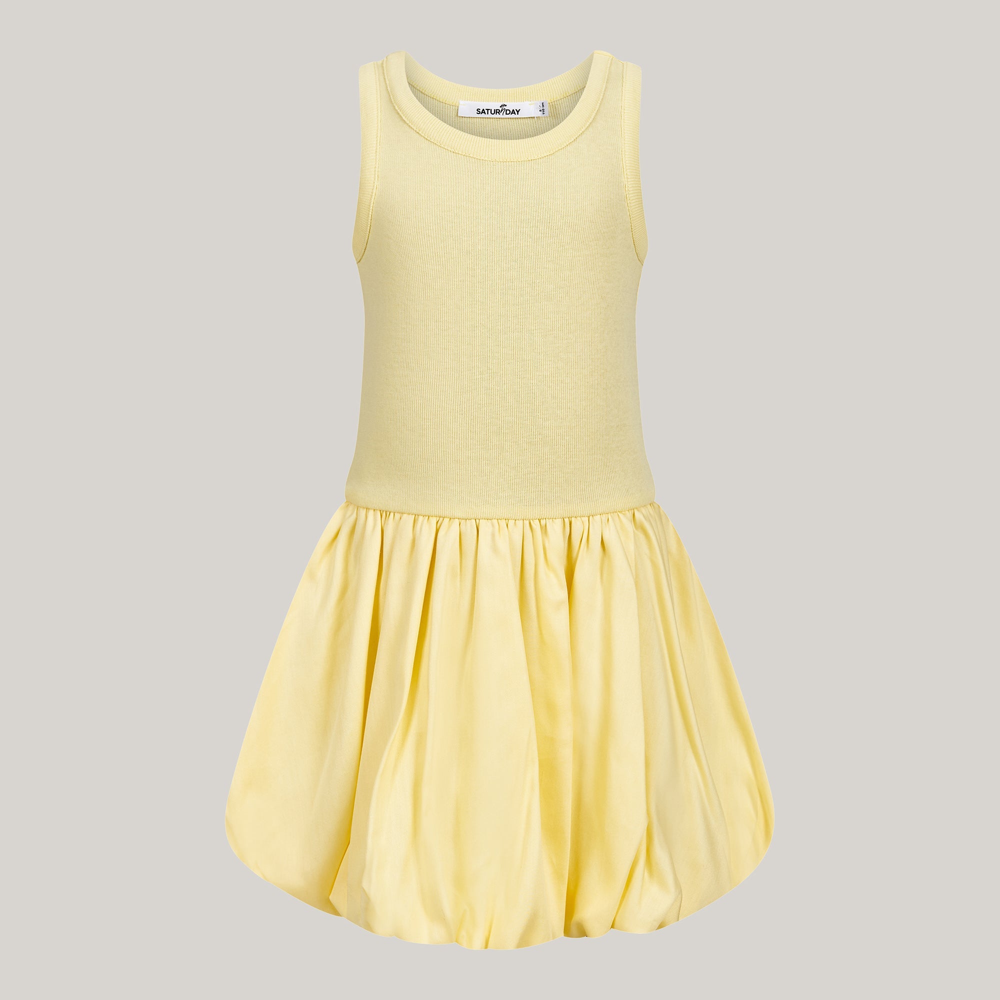 Balloon-Kleid aus Baumwolle mit Tanktop-Oberteil in Gelb