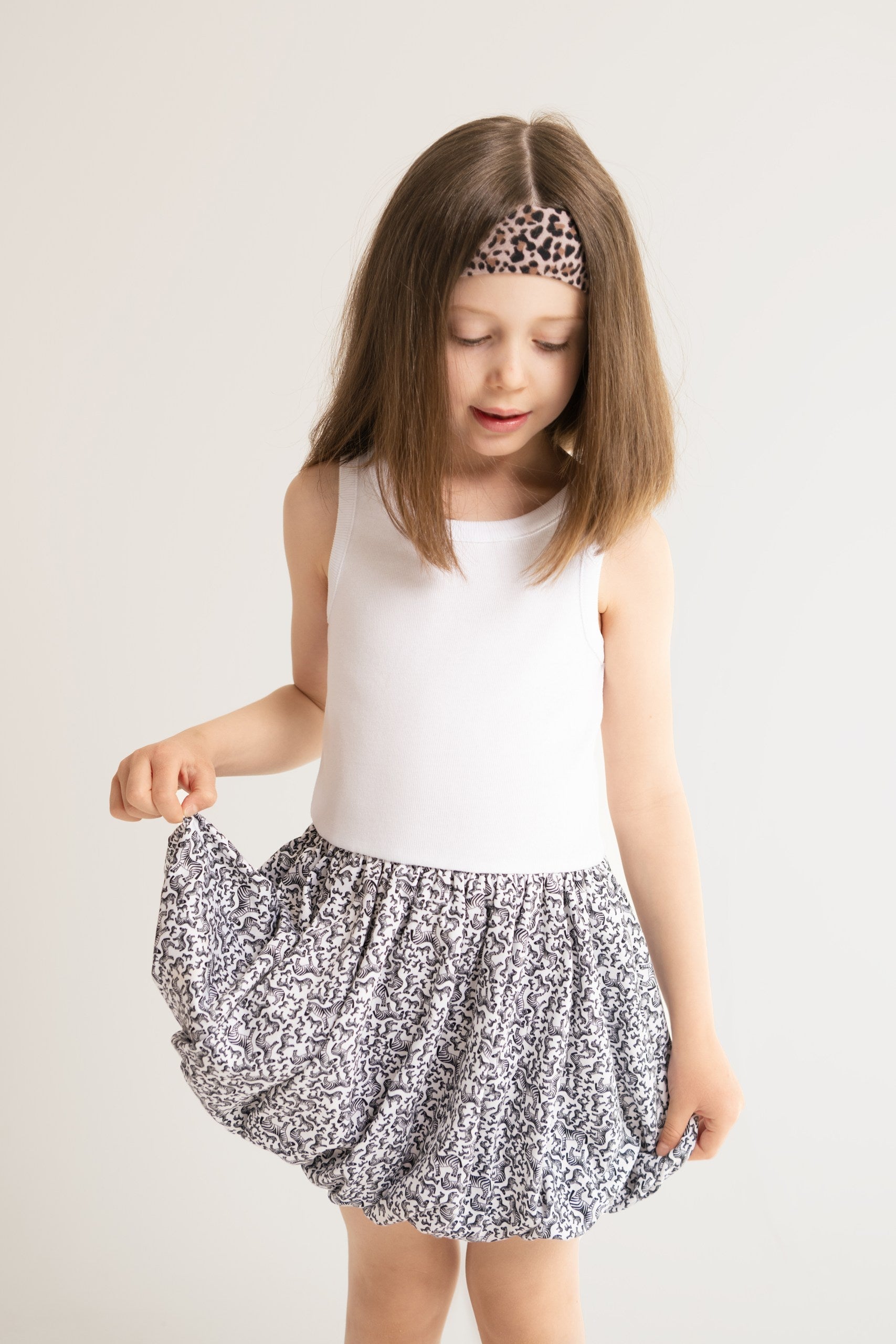 Balloon-Kleid aus Baumwolle mit Zebra-Rock