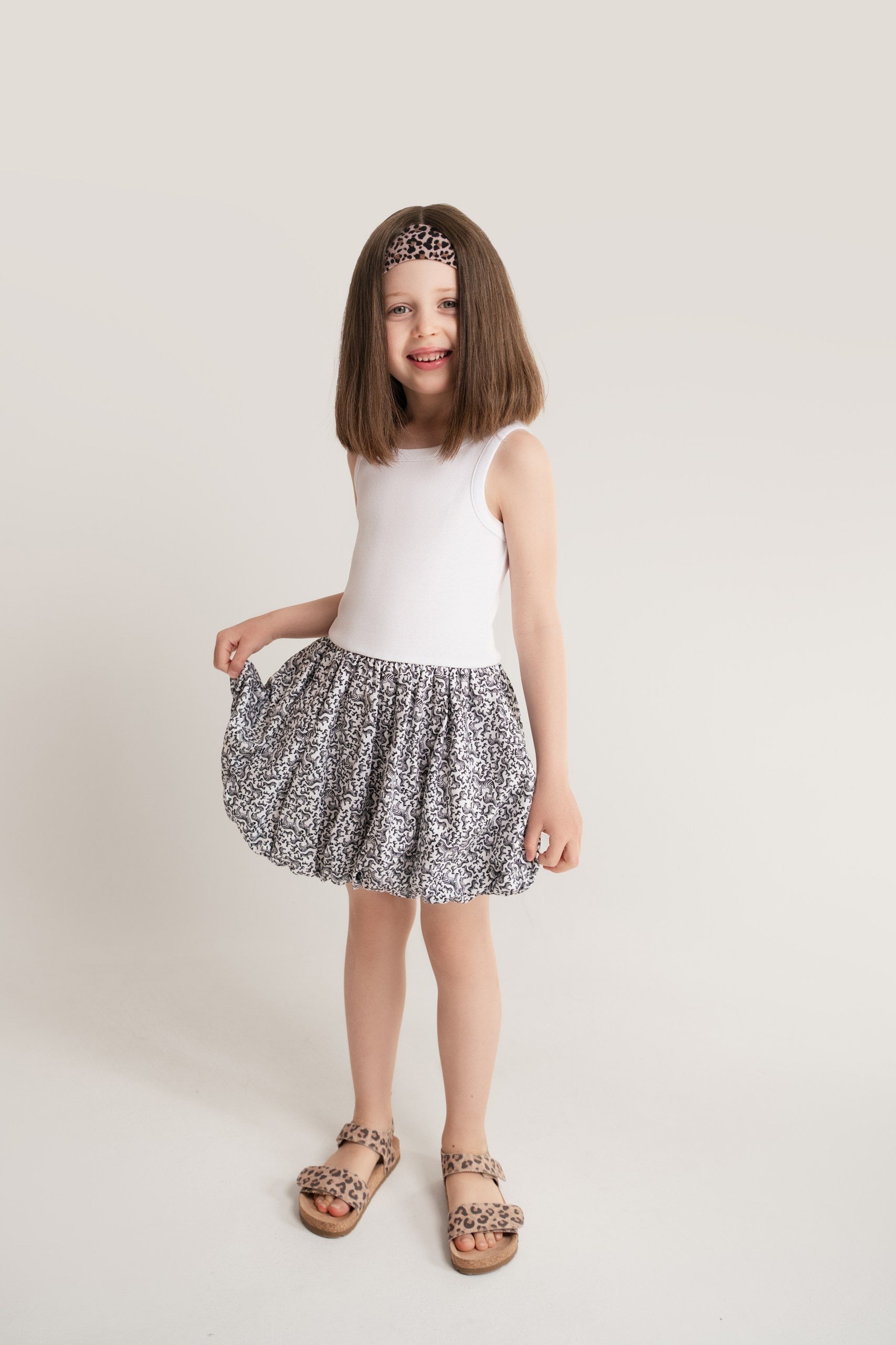 Balloon-Kleid aus Baumwolle mit Zebra-Rock