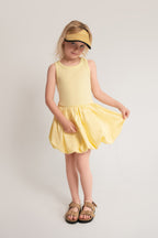 Balloon-Kleid aus Baumwolle mit Tanktop-Oberteil in Gelb