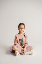 Baumwoll/Tüll Kleid Krokodil in Violett
