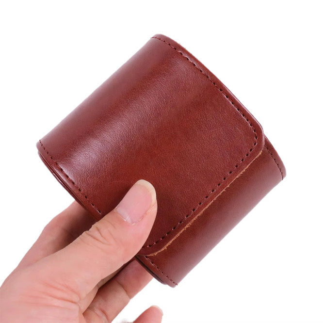 Uhrenrolle PU Leder Braun & Schwarz – Reise Uhrenetui Aufbewahrung für Armbanduhren