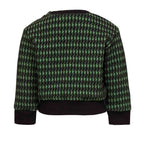 Black and green pied de poule Baby Sweatshirt with Dragon Appliqué