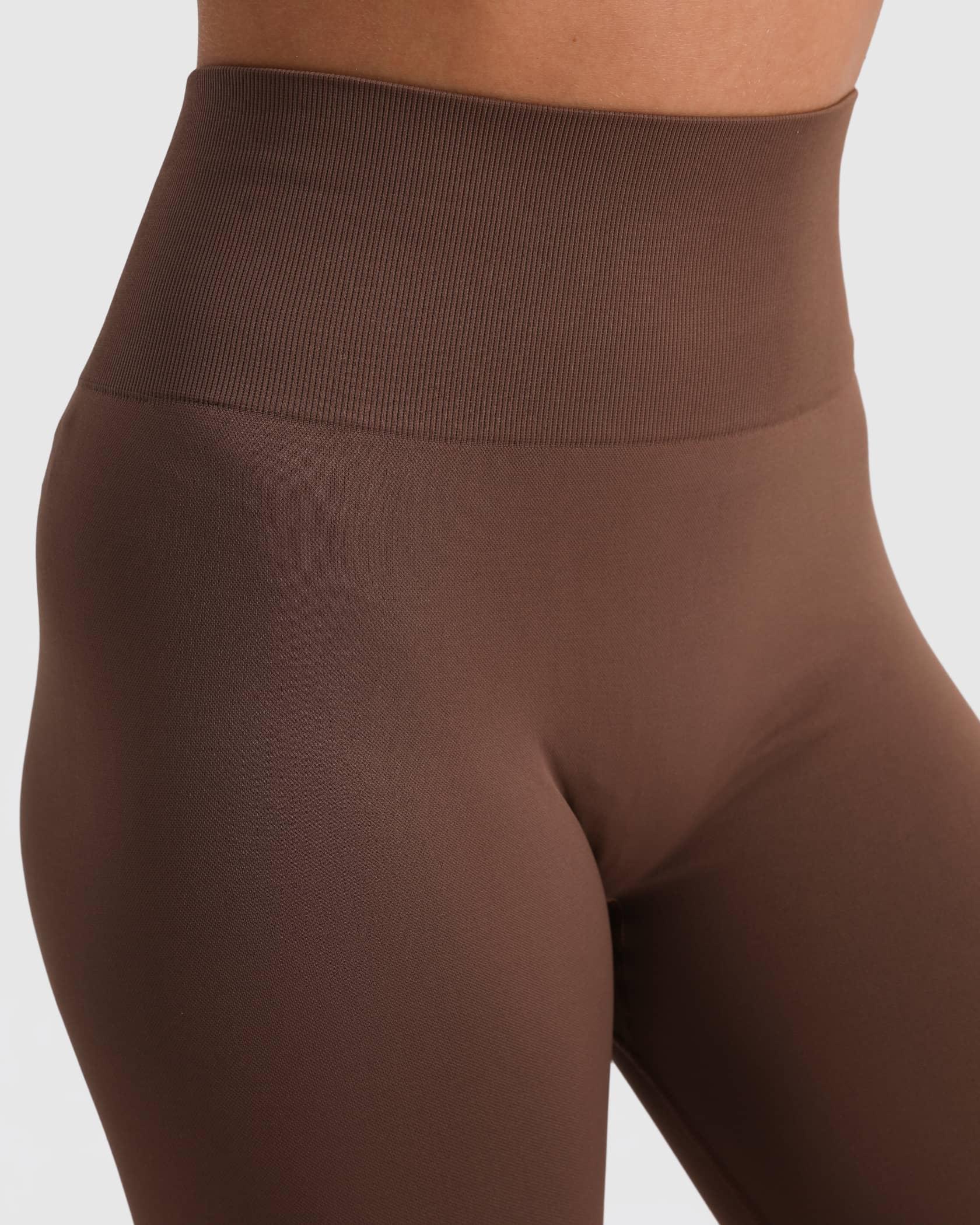 Scrunch Leggings High Waist V-Shape seamless blickdicht – Braun