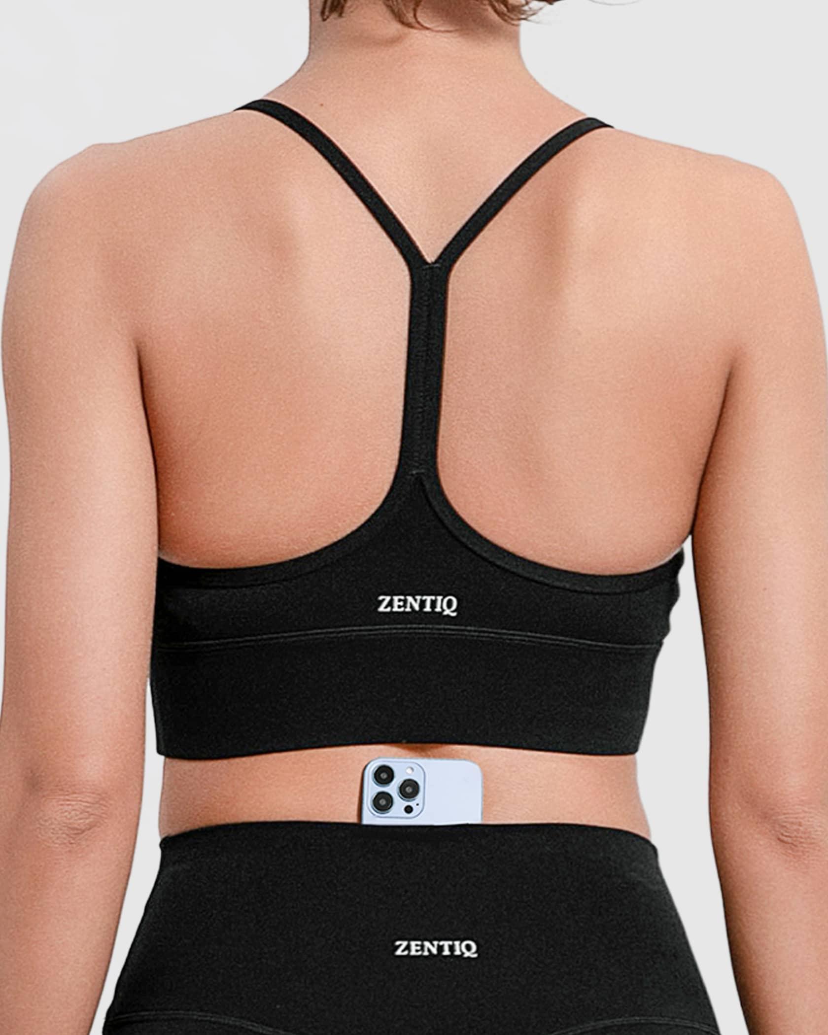 Sport-BH Racerback stützend mit herausnehmbaren Pads – Schwarz