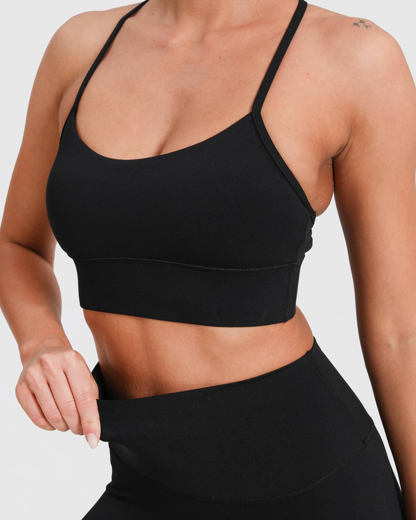 Sport-BH Racerback stützend mit herausnehmbaren Pads – Schwarz