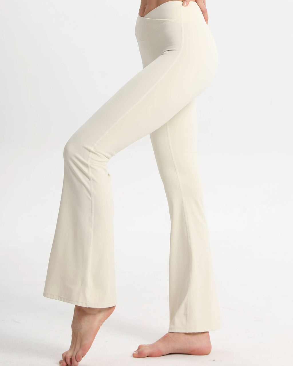 Legging Bootcut Taille Haute Confortable Opaque – Crème