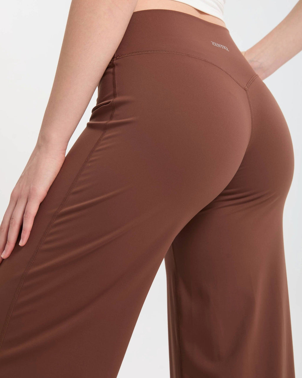 Pantalon large taille haute coupe décontractée – Marron