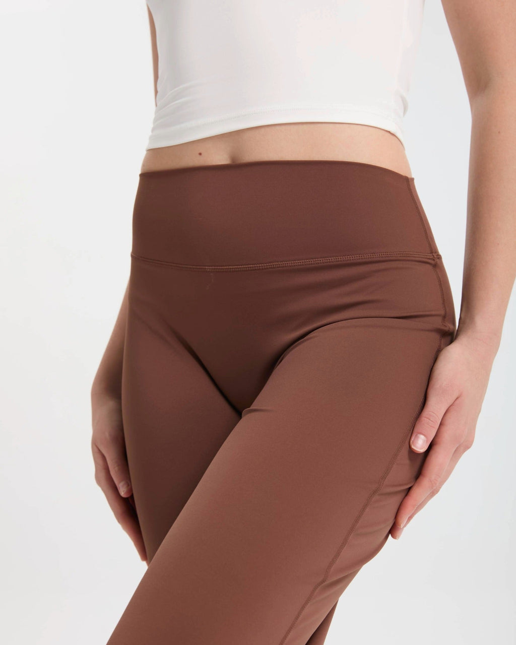 Pantalon large taille haute coupe décontractée – Marron