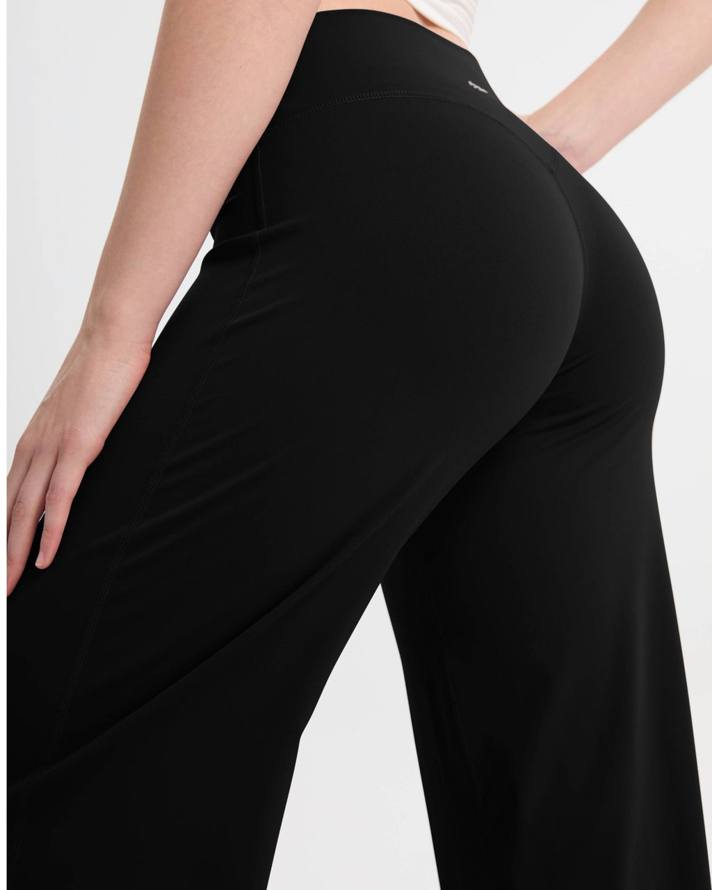 Pantalon large taille haute coupe décontractée – Noir