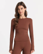 Longsleeve soft figurbetont – Braun