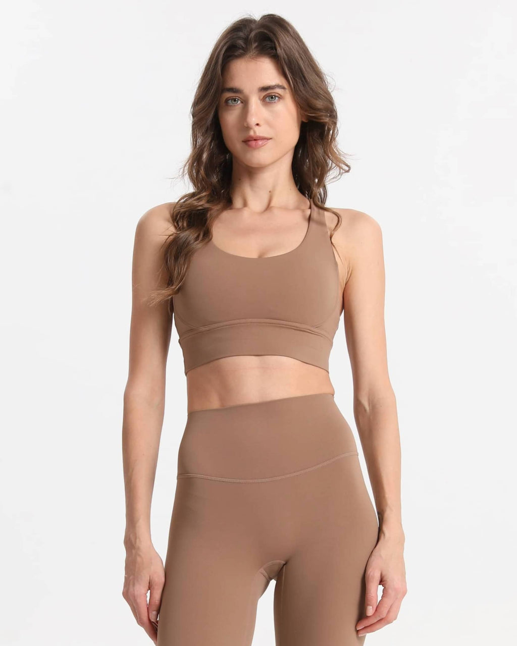 Soutien-gorge de sport longline à maintien doux avec coussinets amovibles - Marron clair