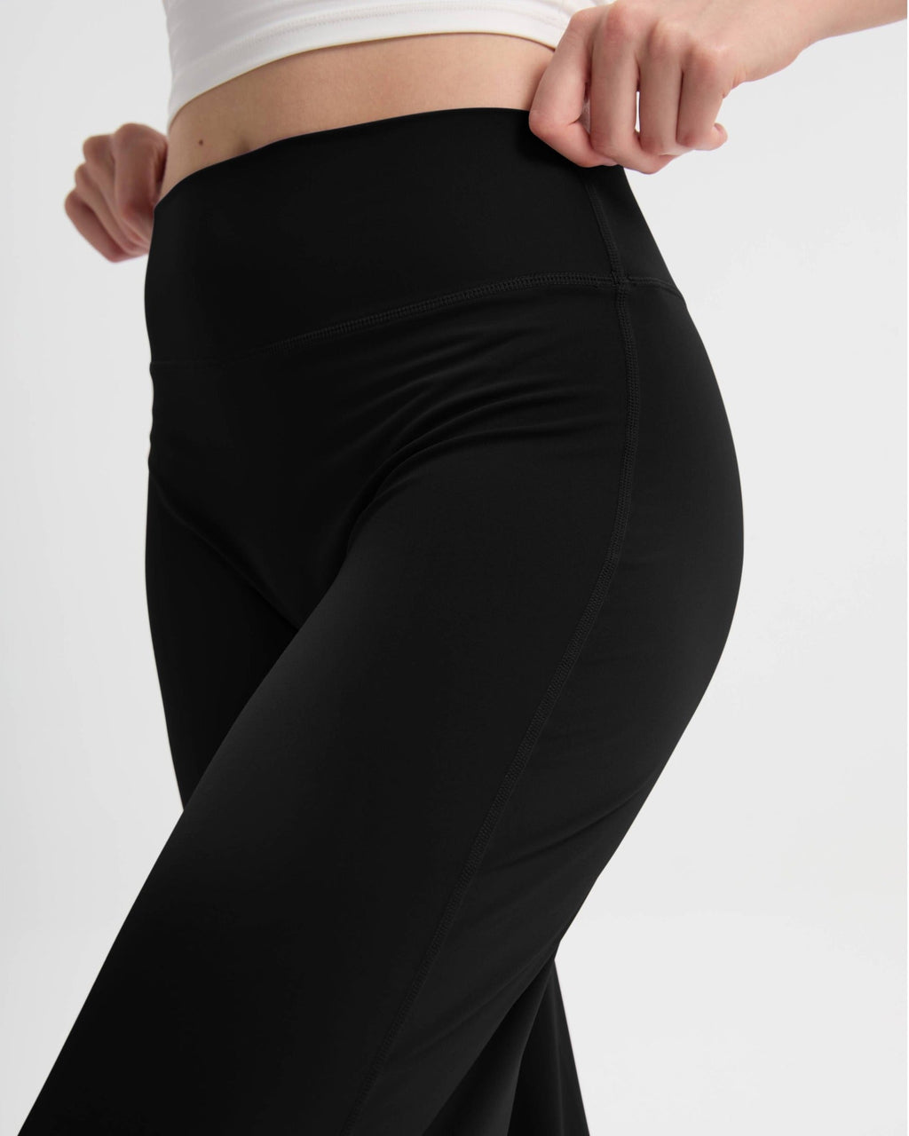 Pantalon large taille haute coupe décontractée – Noir