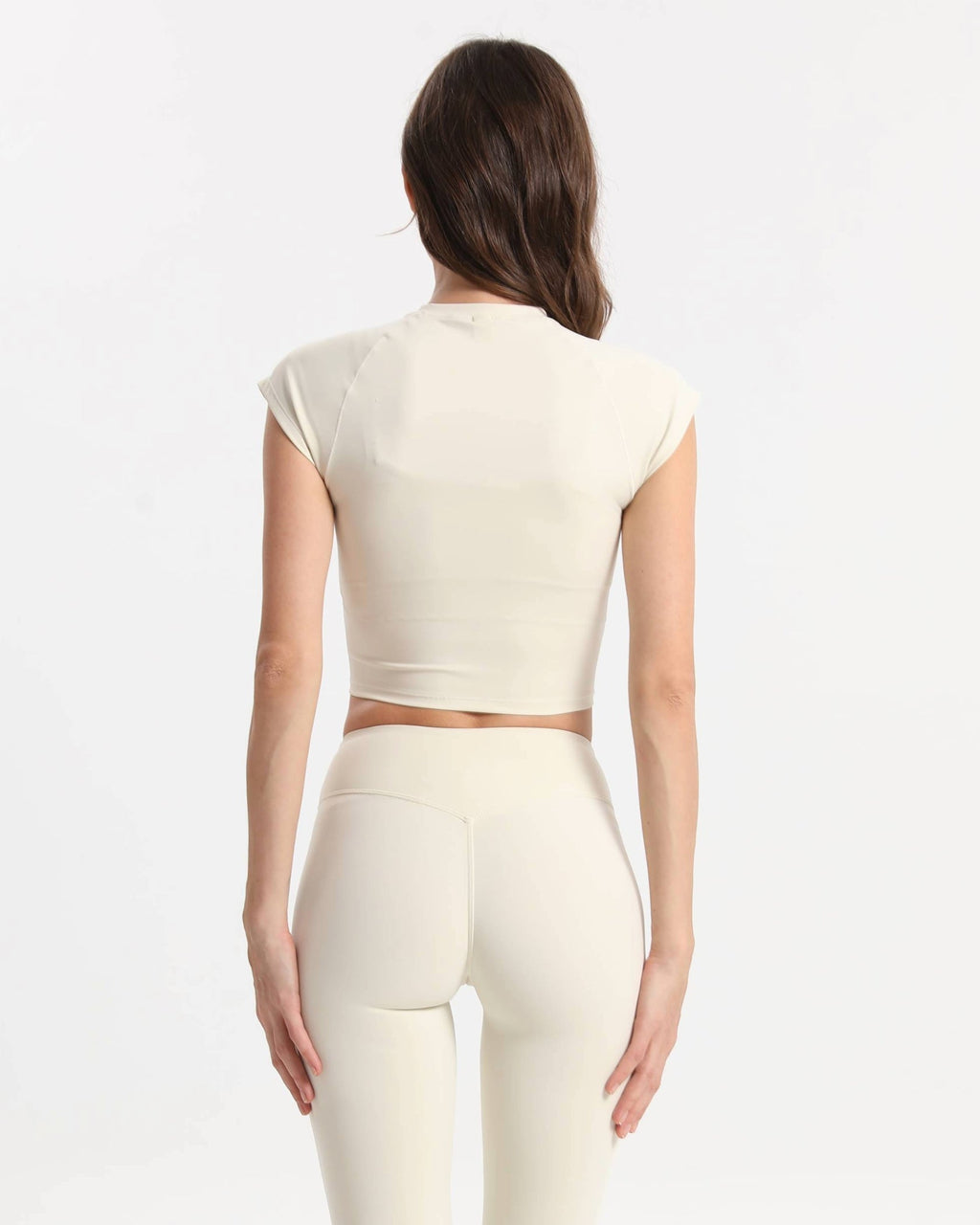 Ensemble Legging Bootcut Taille Haute + Top Court Sans Couture – Crème