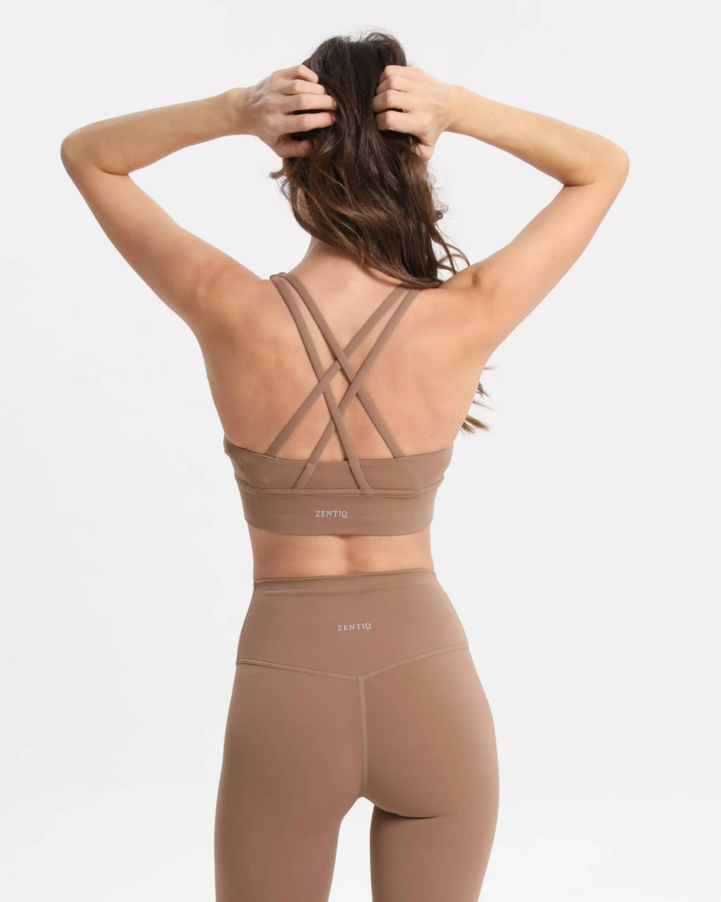 Soutien-gorge de sport longline à maintien doux avec coussinets amovibles - Marron clair