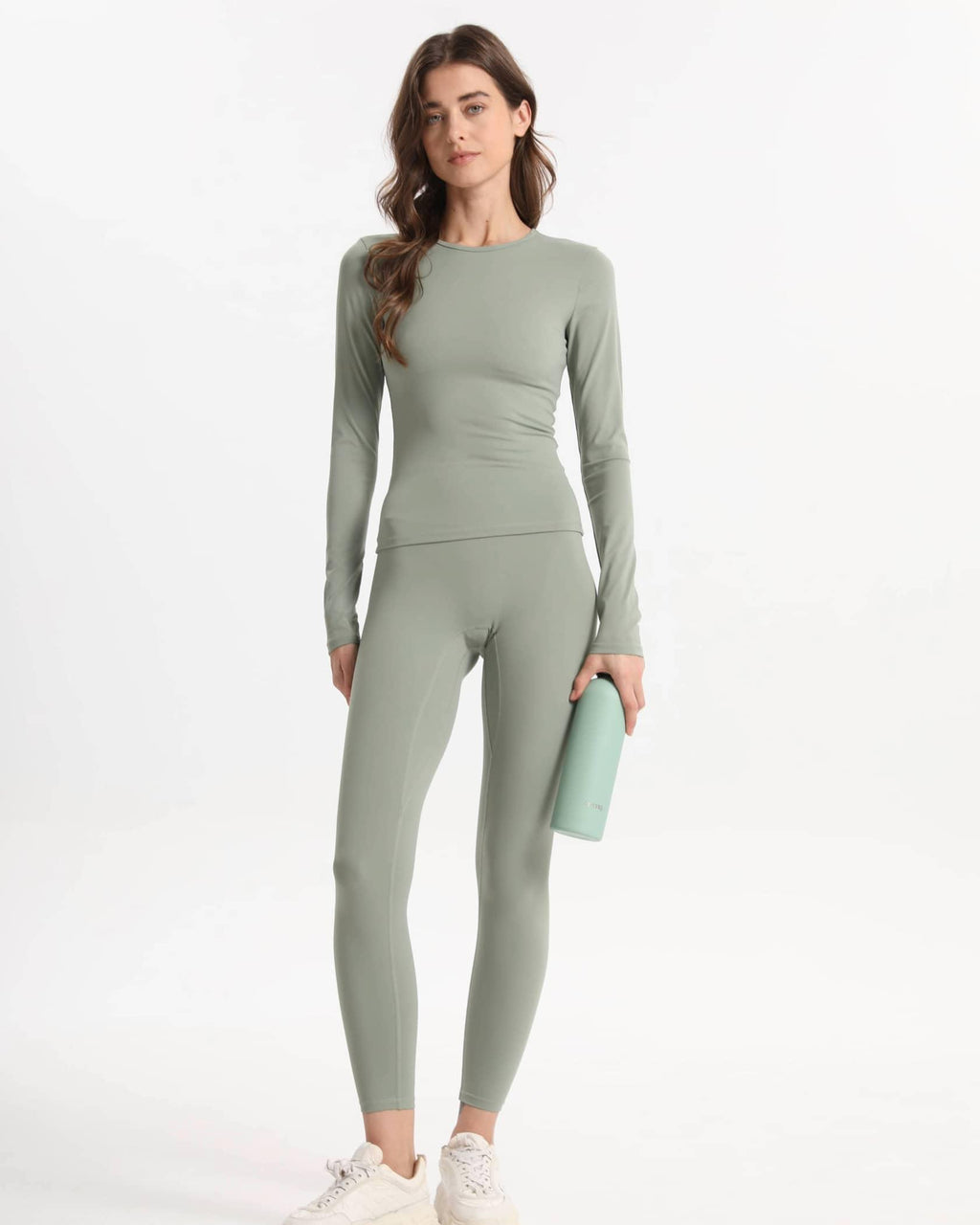Haut à manches longues pour le Pilates et le yoga - Pulse Flow, doux et ajusté, vert