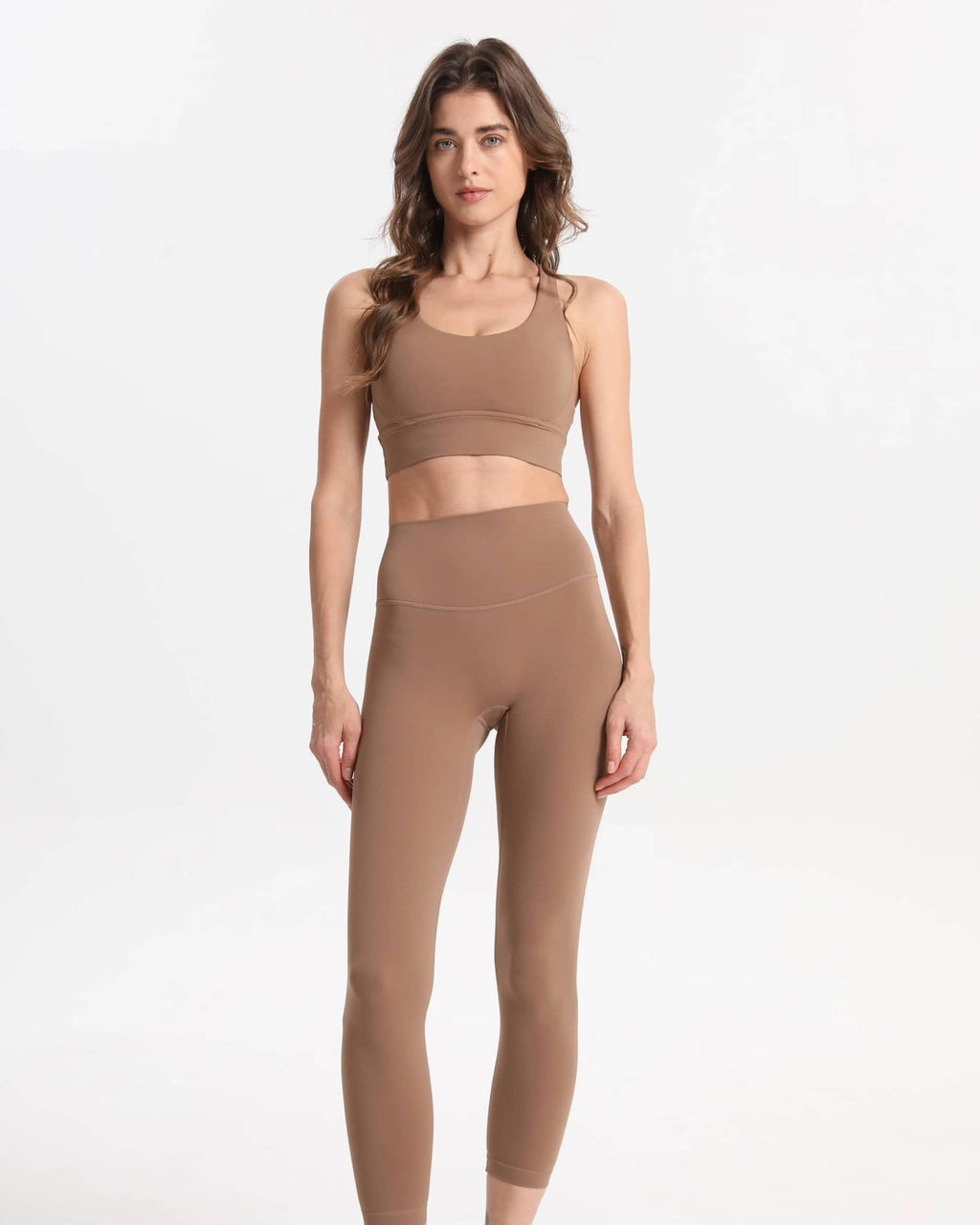 Soutien-gorge de sport longline à maintien doux avec coussinets amovibles - Marron clair