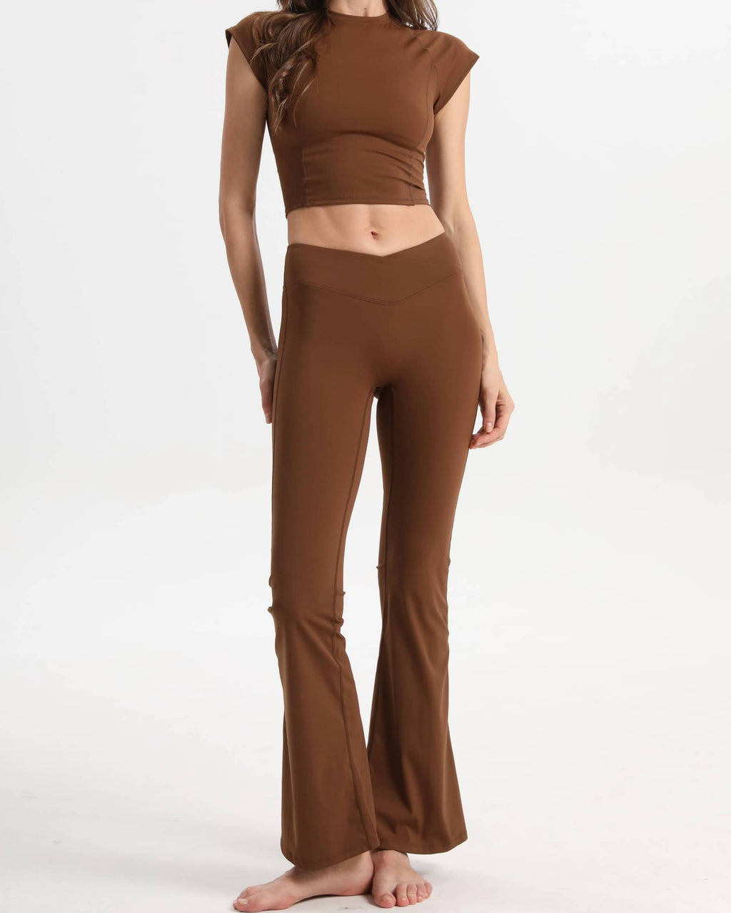 Haut de sport doux et ajusté – Marron