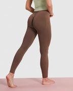 Scrunch Leggings High Waist V-Shape seamless blickdicht – Braun