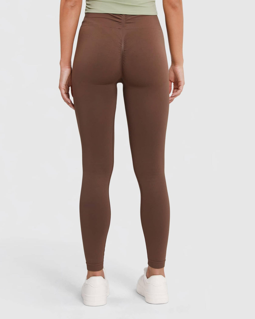 Legging Scrunch Taille Haute sans Coutures en Forme de V Opaque – Marron