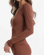 Longsleeve soft figurbetont – Braun