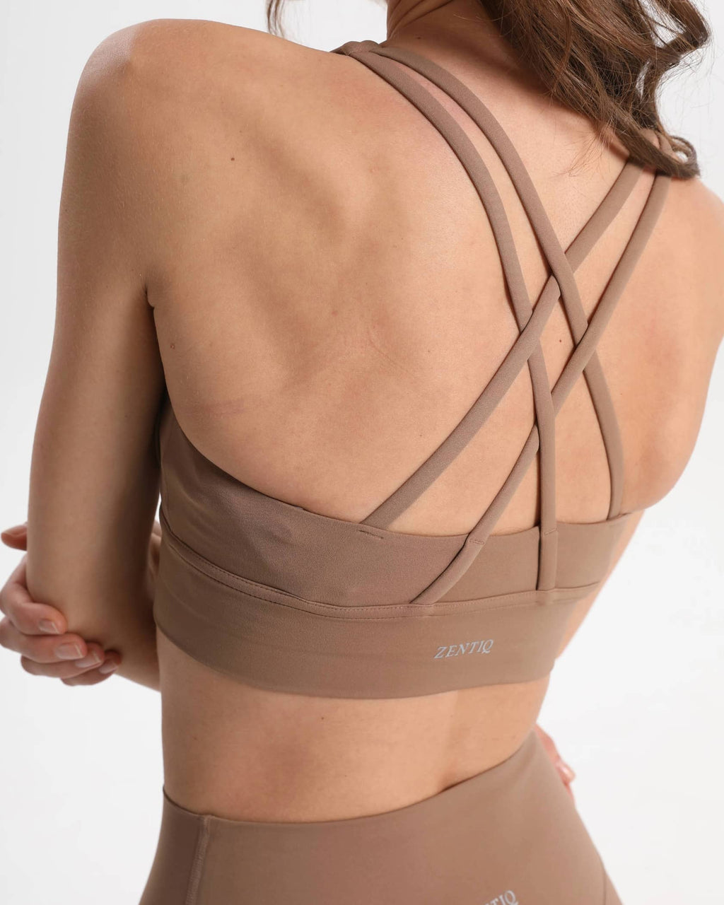Soutien-gorge de sport longline à maintien doux avec coussinets amovibles - Marron clair