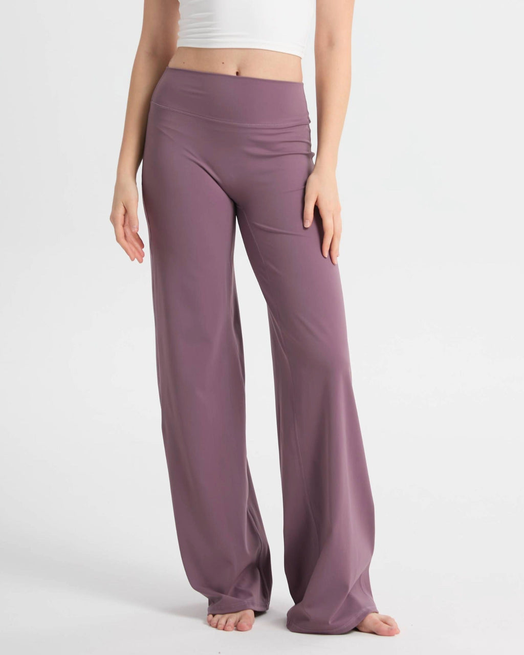 Pantalon ample taille haute coupe décontractée – Lilas pastel