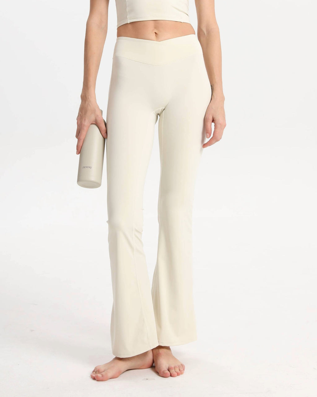 Legging Bootcut Taille Haute Confortable Opaque – Crème