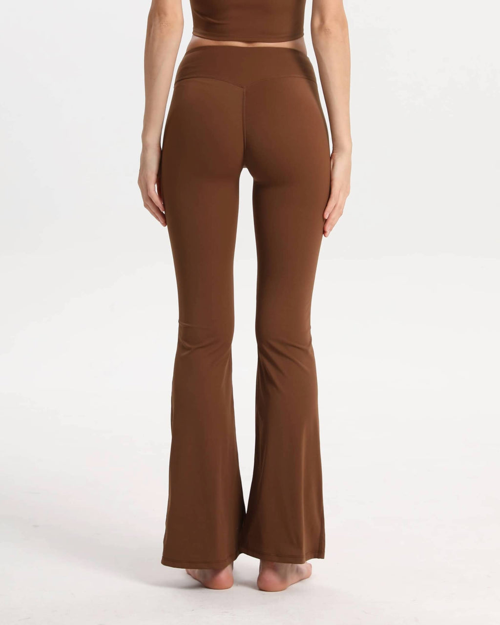 Legging Bootcut Taille Haute Confortable Opaque – Marron