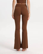 Bootcut Leggings High Waist bequem blickdicht – Braun