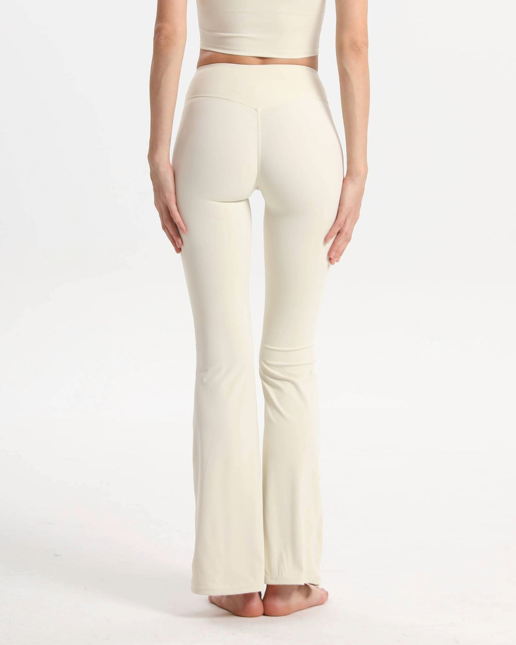 Legging Bootcut Taille Haute Confortable Opaque – Crème