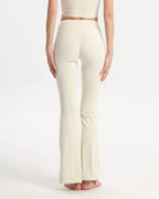 Bootcut Leggings High Waist bequem blickdicht – Cremeweiß