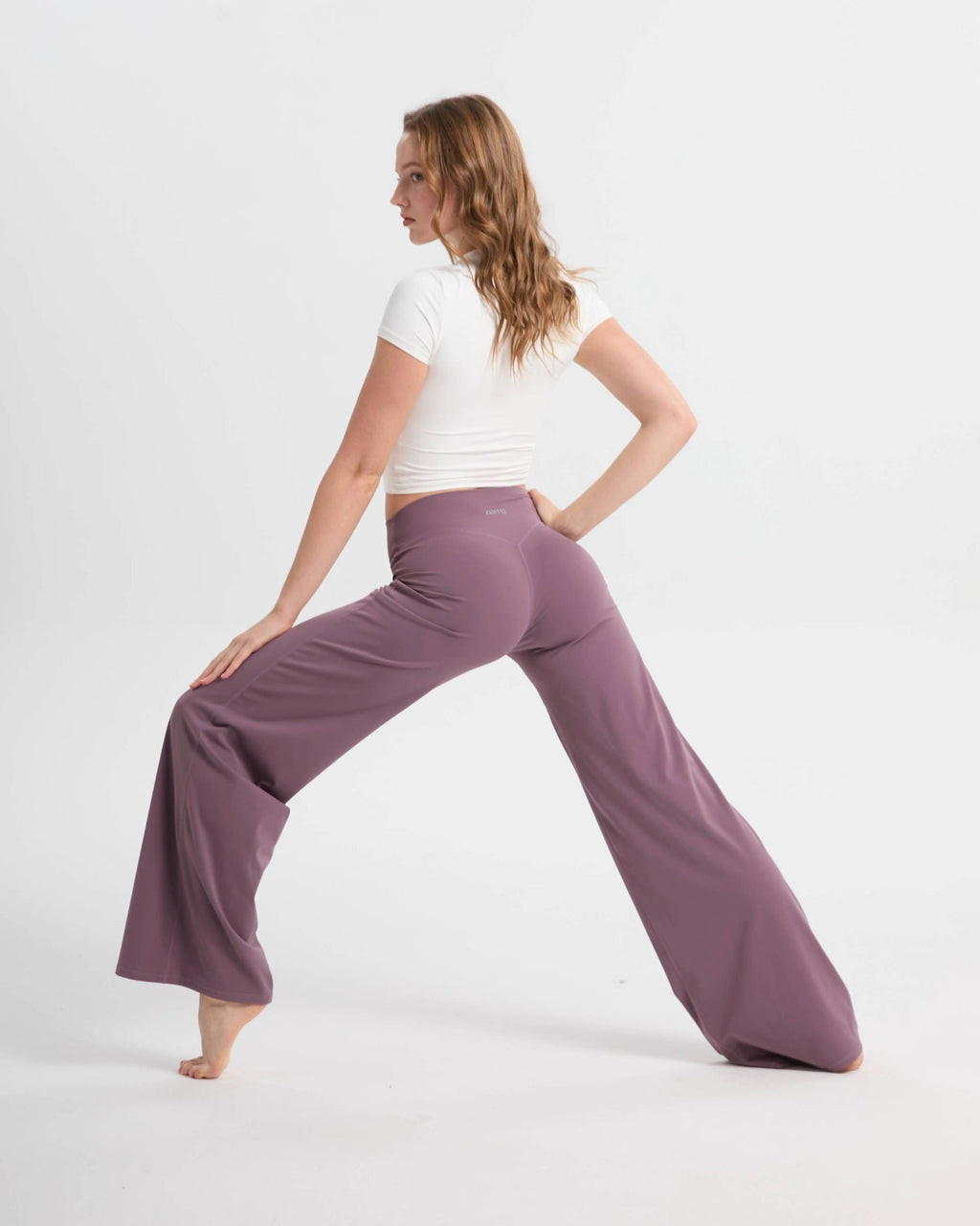 Pantalon ample taille haute coupe décontractée – Lilas pastel
