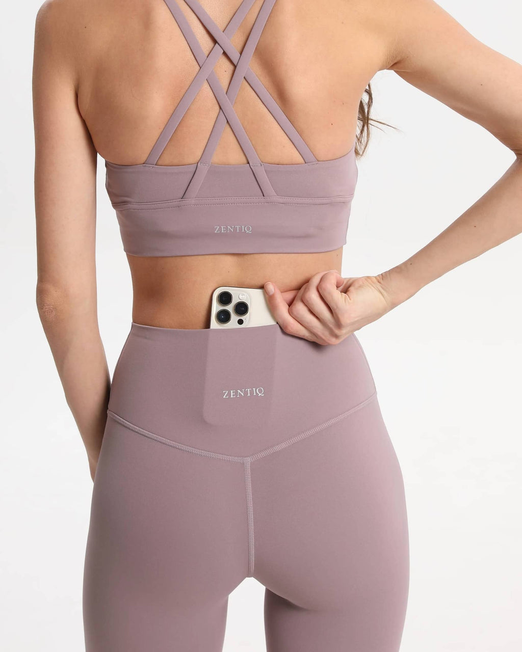 Legging taille haute avec poche cachée – Lilas pastel