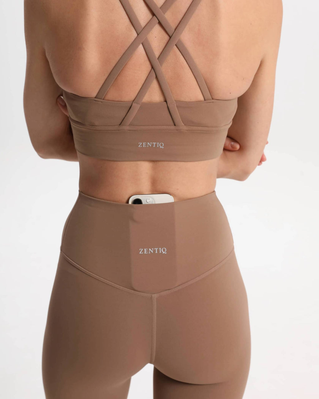 Legging taille haute doux avec poche cachée – Marron clair